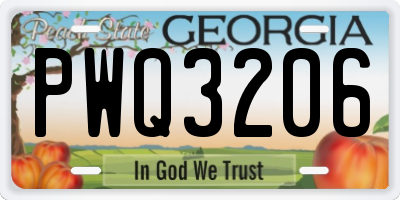 GA license plate PWQ3206