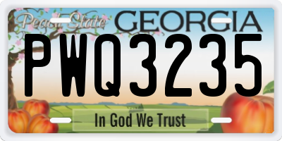 GA license plate PWQ3235