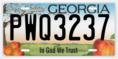 GA license plate PWQ3237