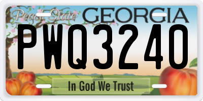 GA license plate PWQ3240