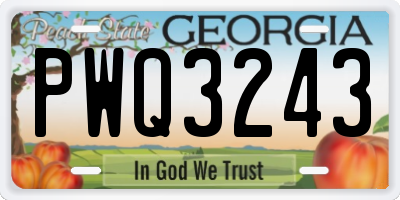 GA license plate PWQ3243