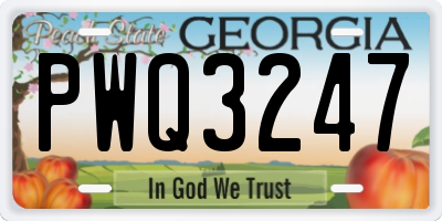 GA license plate PWQ3247