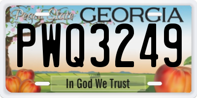 GA license plate PWQ3249