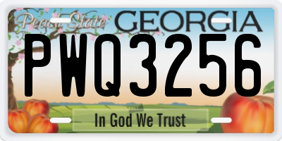 GA license plate PWQ3256