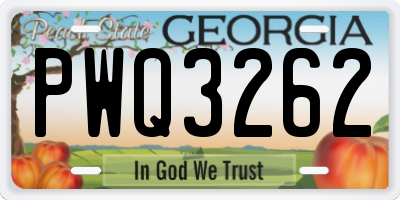GA license plate PWQ3262