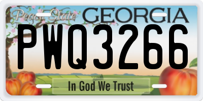 GA license plate PWQ3266