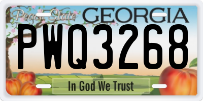 GA license plate PWQ3268
