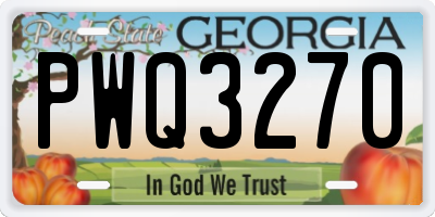 GA license plate PWQ3270