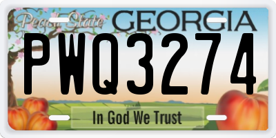 GA license plate PWQ3274