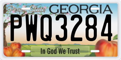 GA license plate PWQ3284