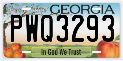 GA license plate PWQ3293