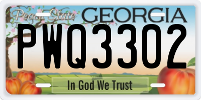 GA license plate PWQ3302