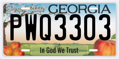 GA license plate PWQ3303