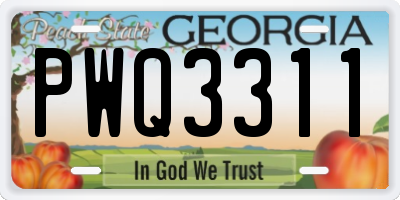 GA license plate PWQ3311