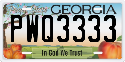 GA license plate PWQ3333