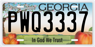 GA license plate PWQ3337