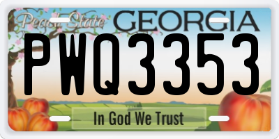 GA license plate PWQ3353
