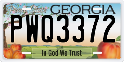GA license plate PWQ3372