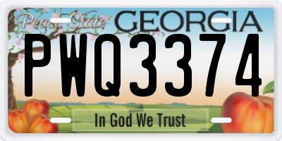 GA license plate PWQ3374
