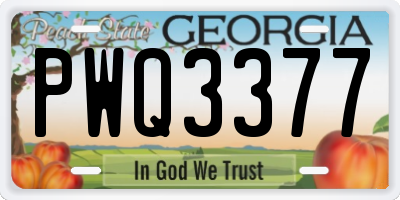 GA license plate PWQ3377