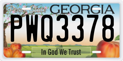 GA license plate PWQ3378