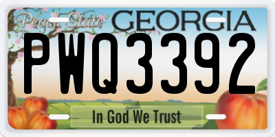 GA license plate PWQ3392