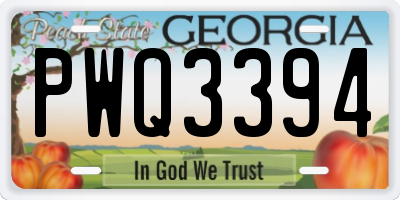 GA license plate PWQ3394