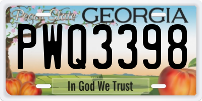 GA license plate PWQ3398