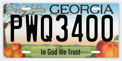 GA license plate PWQ3400