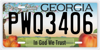 GA license plate PWQ3406