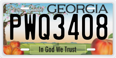 GA license plate PWQ3408