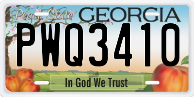 GA license plate PWQ3410