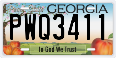 GA license plate PWQ3411