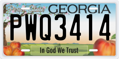 GA license plate PWQ3414