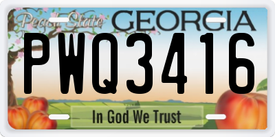 GA license plate PWQ3416