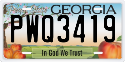 GA license plate PWQ3419