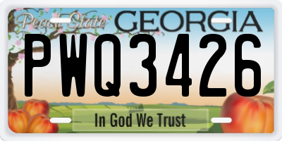 GA license plate PWQ3426