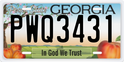 GA license plate PWQ3431