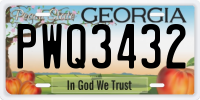 GA license plate PWQ3432