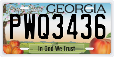 GA license plate PWQ3436