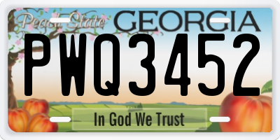 GA license plate PWQ3452