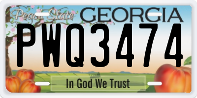 GA license plate PWQ3474