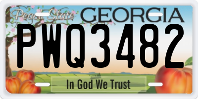 GA license plate PWQ3482