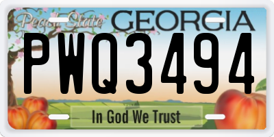 GA license plate PWQ3494