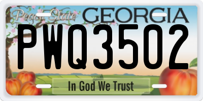 GA license plate PWQ3502