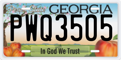 GA license plate PWQ3505