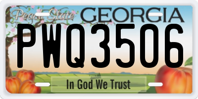 GA license plate PWQ3506