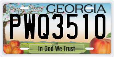 GA license plate PWQ3510
