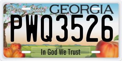 GA license plate PWQ3526