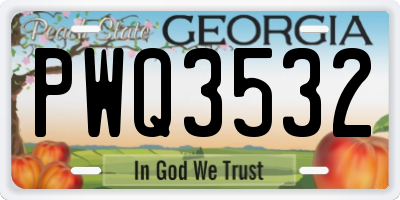 GA license plate PWQ3532